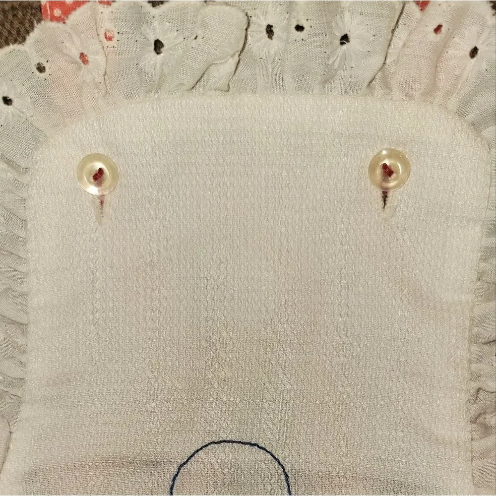 Vintage Baby Eyelet Embroidered Ruffle Bottom Bubble Romper 9m